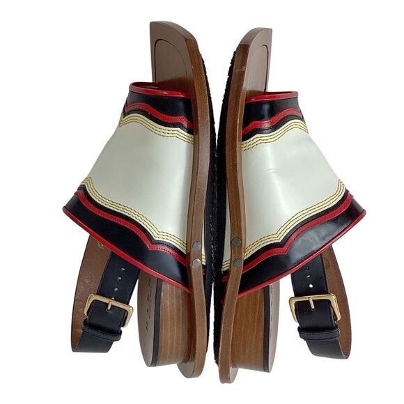 MARNI Size IT 38 (US 8) Sandals Red White Black Colorblock Slingback Shoes - Picture 3 of 15